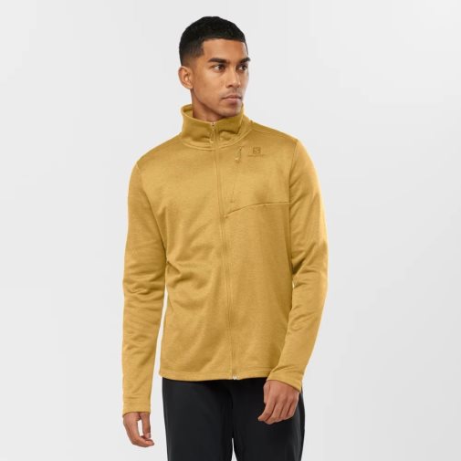 Gold Salomon Essential Lightwarm Heather Full Zip Men's Jackets | PH 84637D